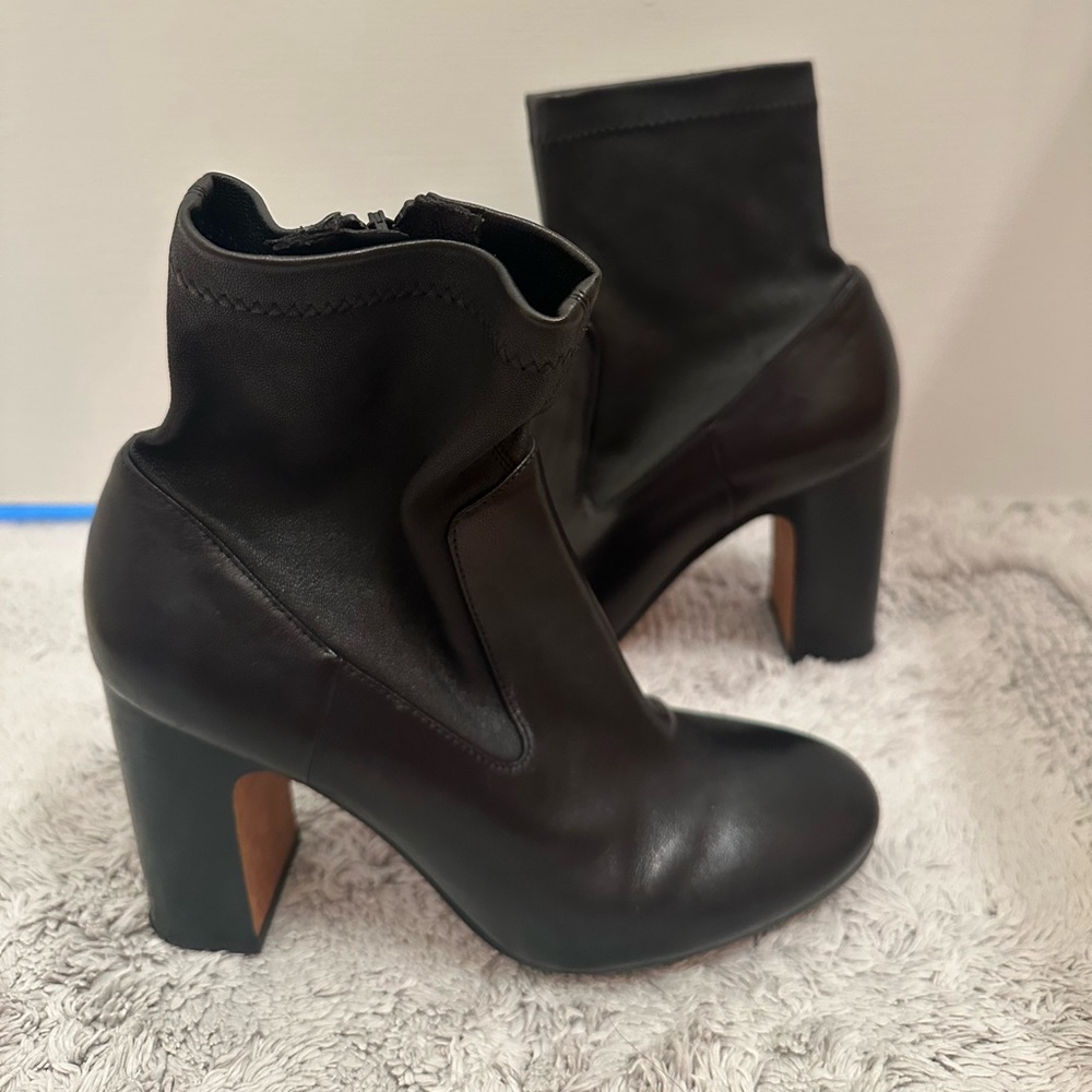 Black leather booties